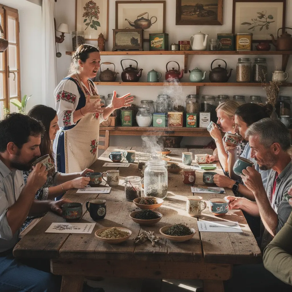 Ručne zbierané bylinky v sklenenom pohári na kuchynskej linke