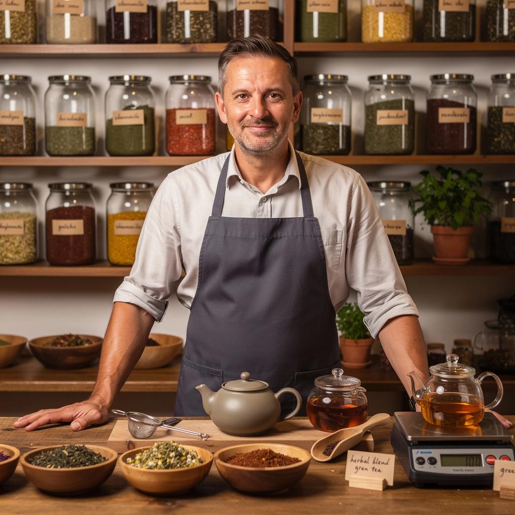 Sada čajových šálok s tradičnými ornamentmi na stoloch