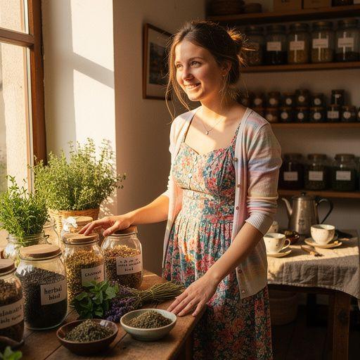 Krajina Slovenska s rozkvitnutými bylinkami na jar